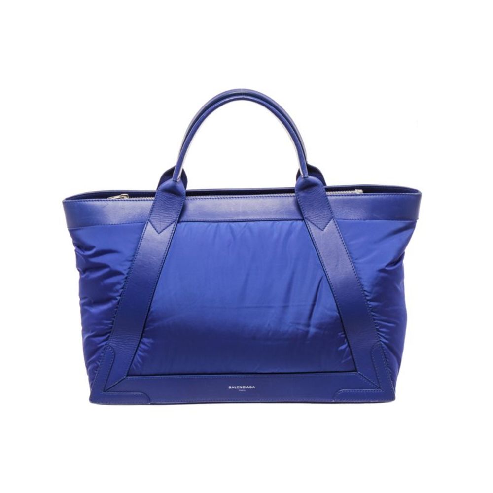 Balenciaaga Navy Cabas Nylon Leather Handbag